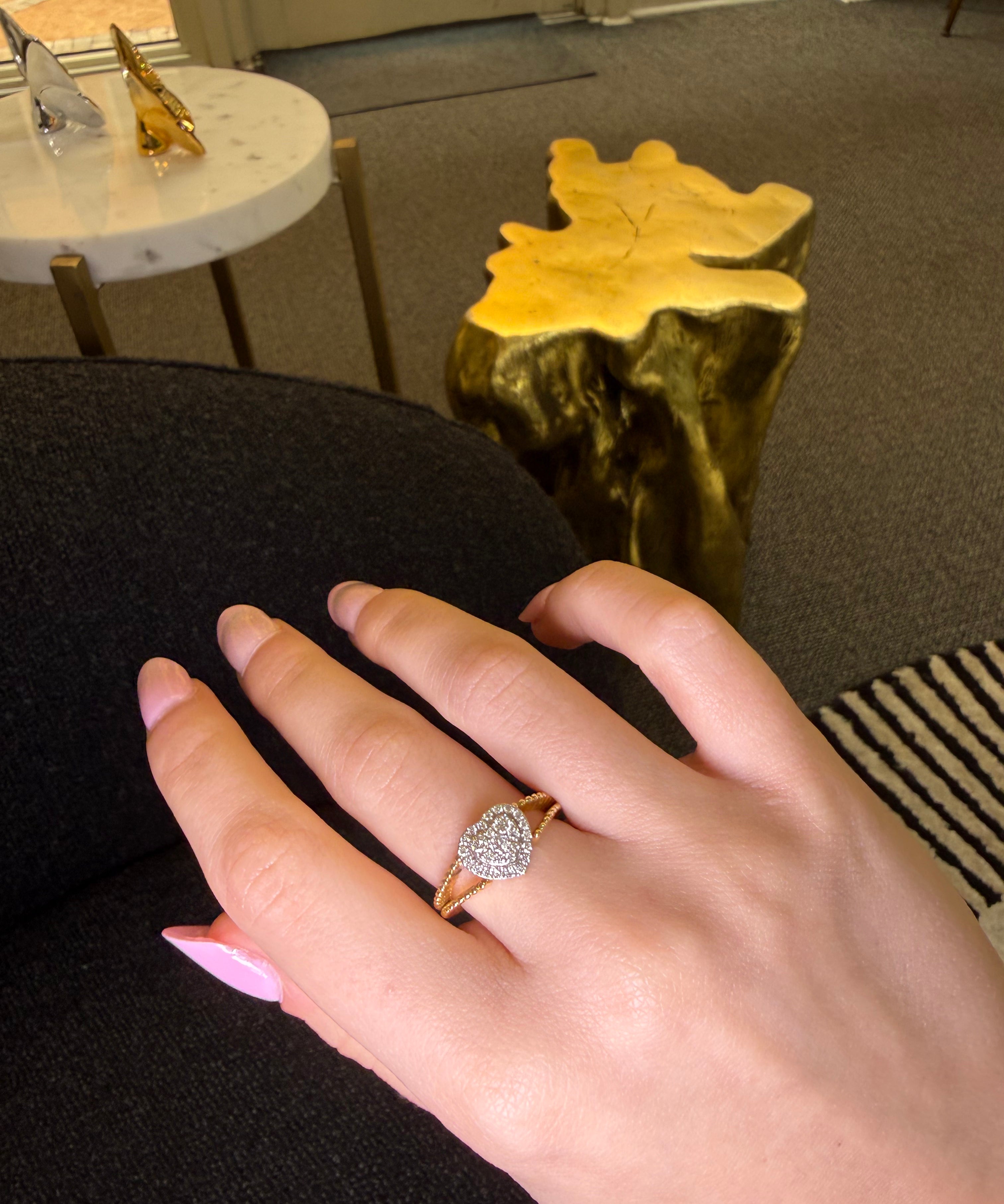 0.36ct Diamond 14K Gold Pave Heart Ring