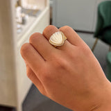 7.43ct Diamond Mother of Pearl 18K Gold Shell Ring