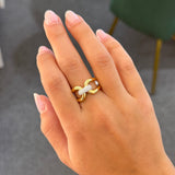 0.18ct Diamond 18K Gold Double Loop Ring