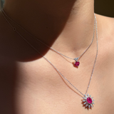 1.43ct Diamond Ruby 14K Gold Stardust Pendant Necklace