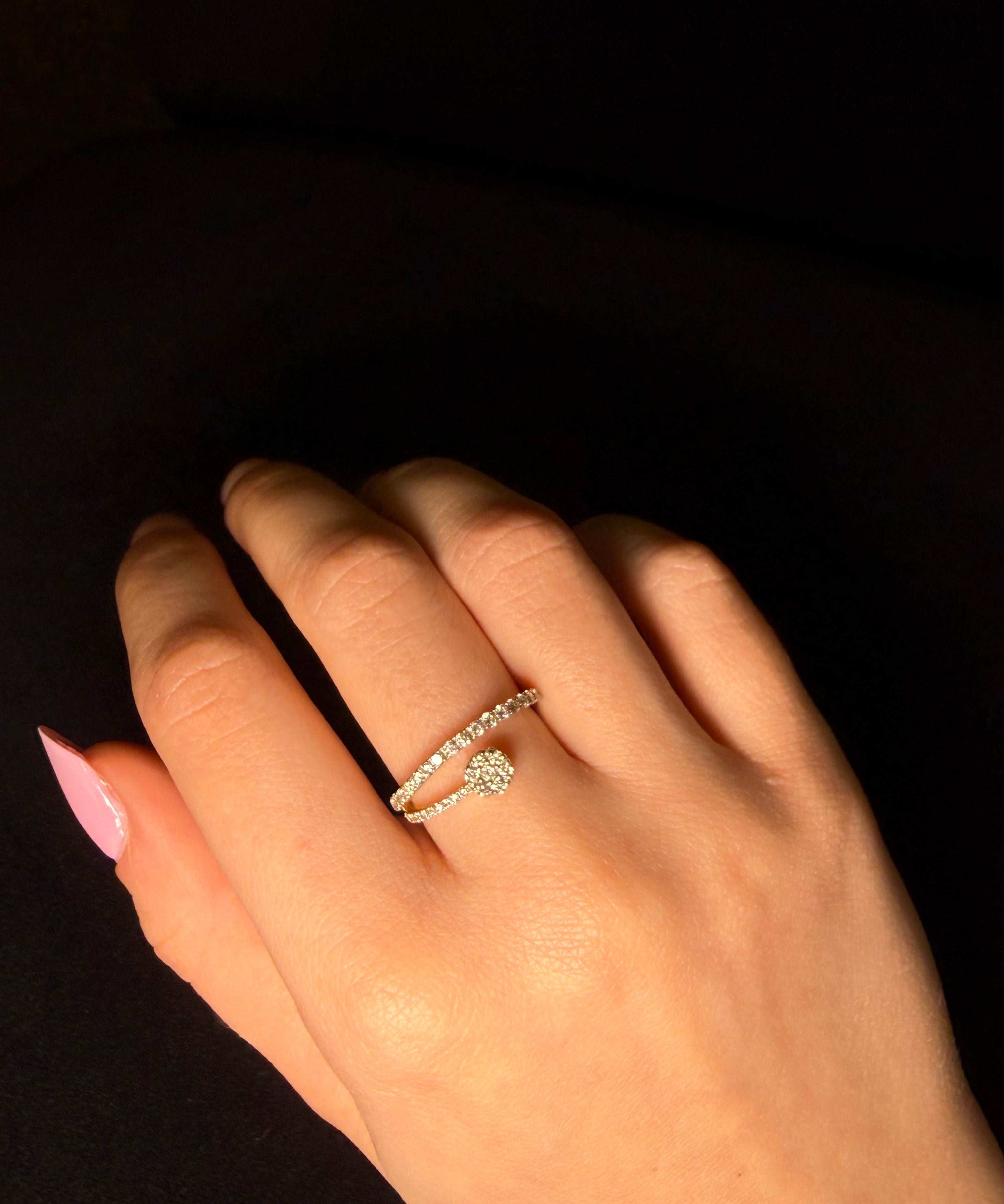0.52ct Diamond 14K Gold Bypass Ring