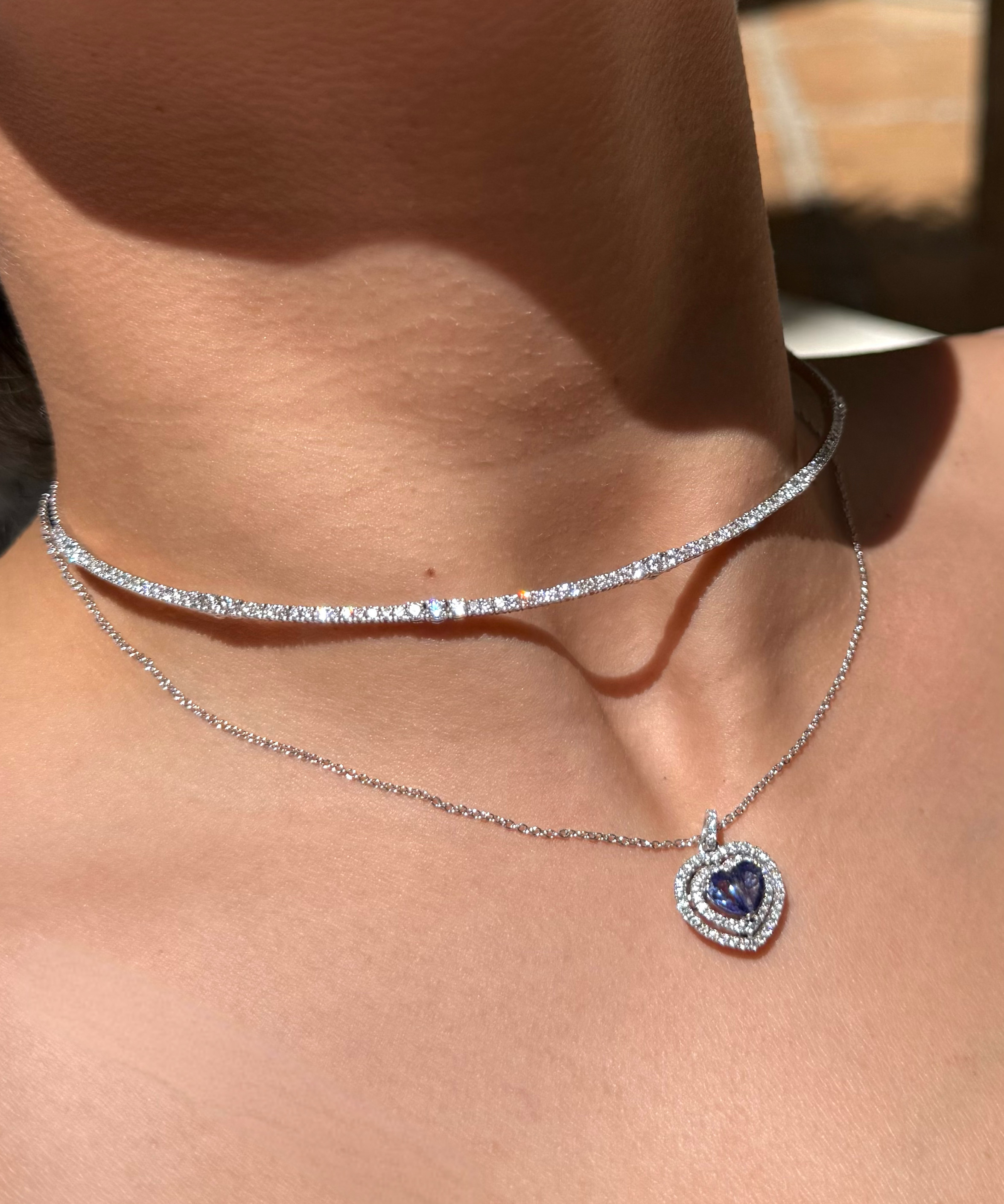 1.16ct Diamond Tanzanite 14K Gold Heart Pendant Necklace