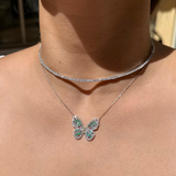 1.62ct Multi Sapphire Diamond 18K Gold Butterfly Necklace
