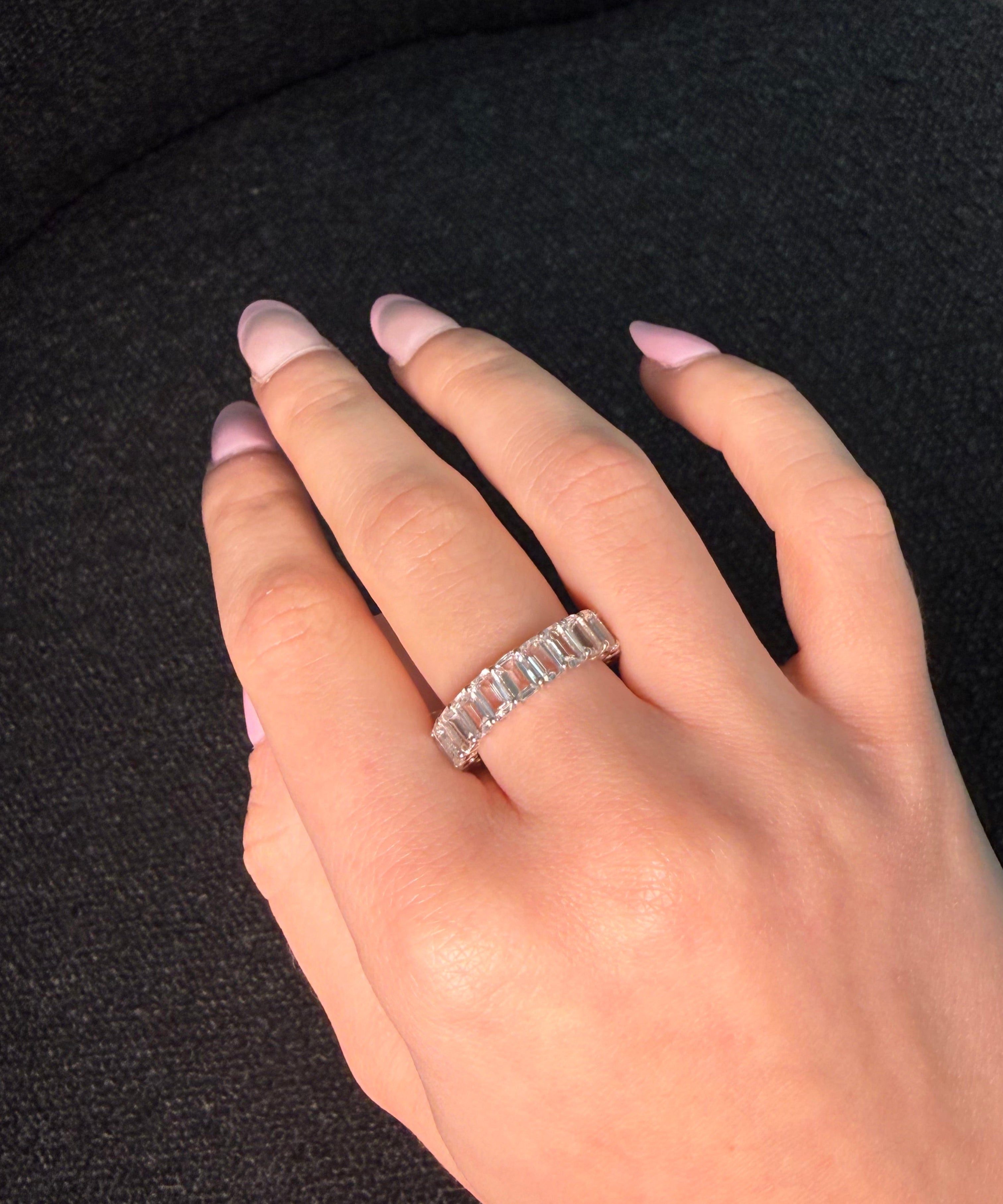 7.42ct White Topaz 18K Gold Eternity Band Ring