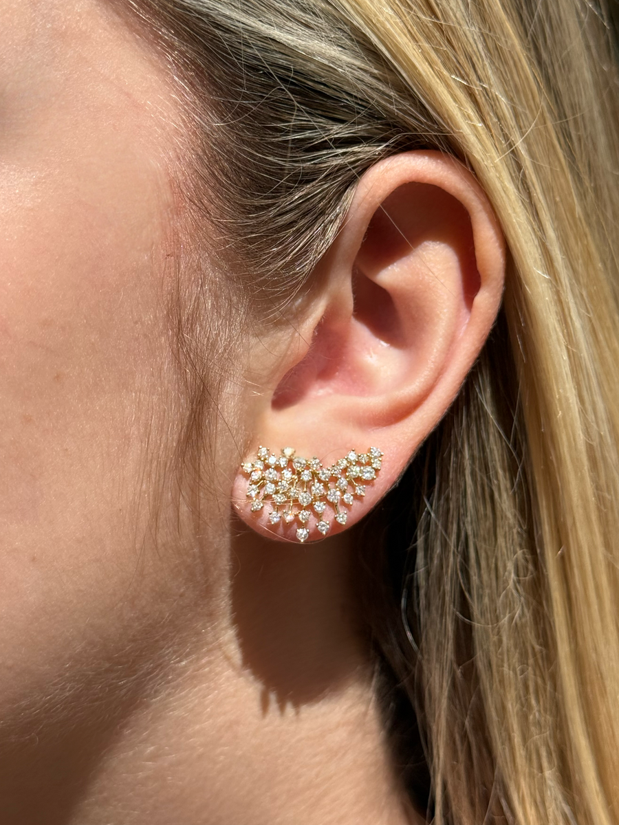 1.66ct Diamond 18K Gold Fireworks Earrings