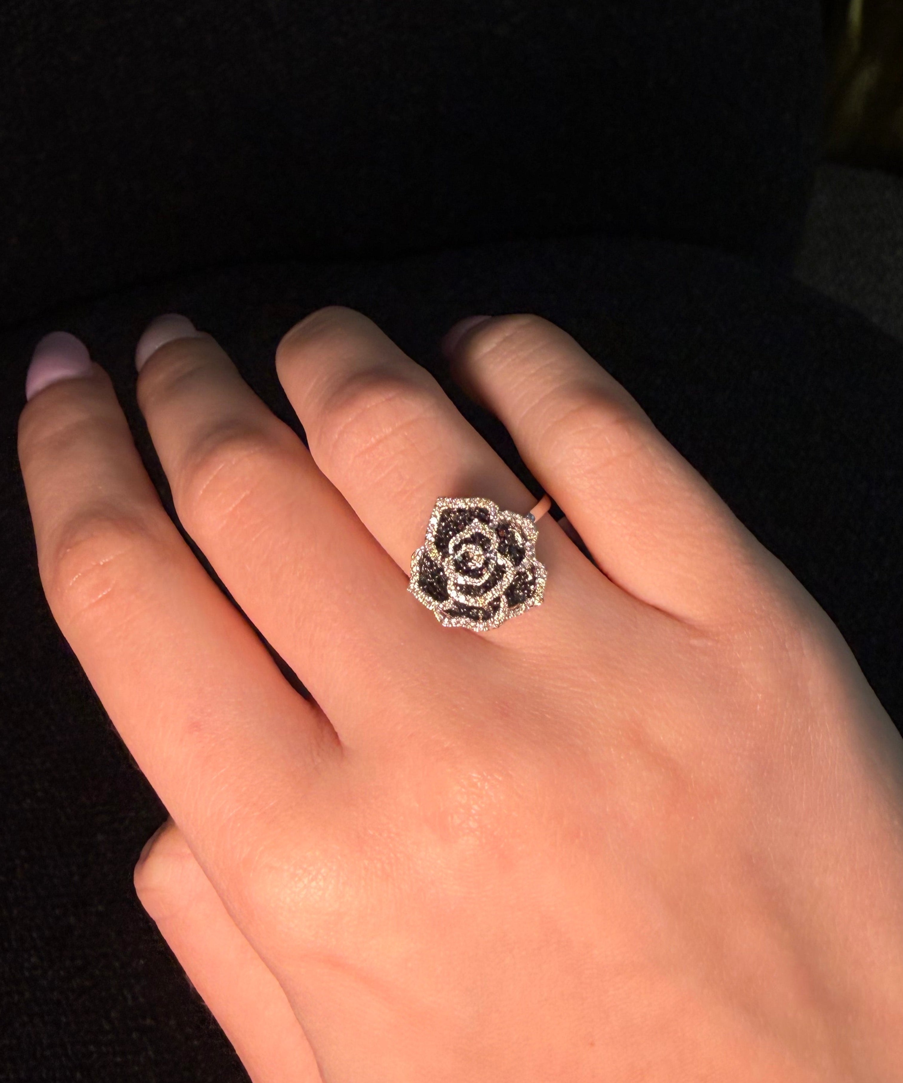 0.50ct Diamond 18K Gold Rose Statement Ring