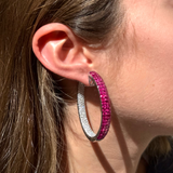 16.2ct Diamond Ruby 18K Gold Invisible Set Hoop Earrings