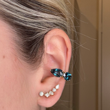 4.90ct London Topaz 18K Gold Three Stones Ear Cuff