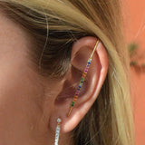 0.24ct Multi Gemstone 18K Gold Ear Pin Earrings