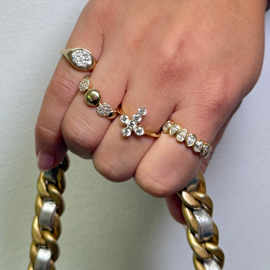 0.77ct Diamond 14K Gold Cross Ring