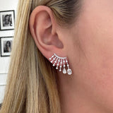 1.20ct Diamond 14K Gold Cluster Climber Earrings
