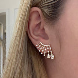 1.20ct Diamond 14K Gold Cluster Climber Earrings