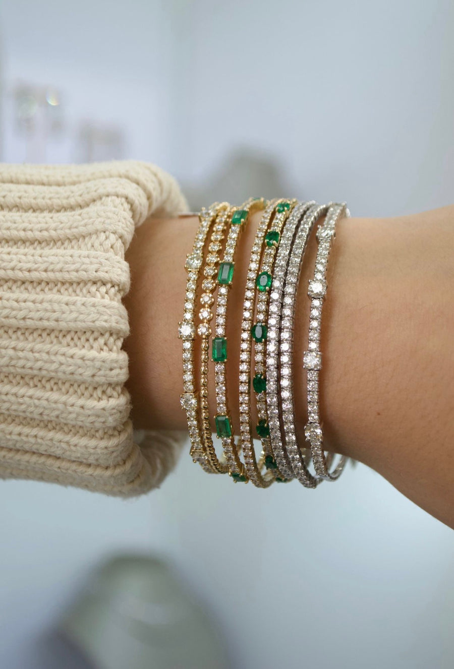 2.75ct Emerald Diamond 14K Gold Bangle Bracelet