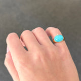 4.43ct Diamond Turquoise 18K Gold Signet Ring