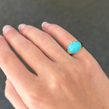 4.43ct Diamond Turquoise 18K Gold Signet Ring