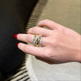 1.60ct Diamond 14K Gold Crossover Statement Ring