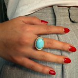 10.47ct Diamond Turquoise 14K Gold Cocktail Ring