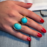 12.36ct Diamond Turquoise 18K Gold Cocktail Ring