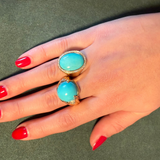 12.36ct Diamond Turquoise 18K Gold Cocktail Ring