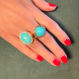 6.77ct Diamond Turquoise 14K Gold Cocktail Ring