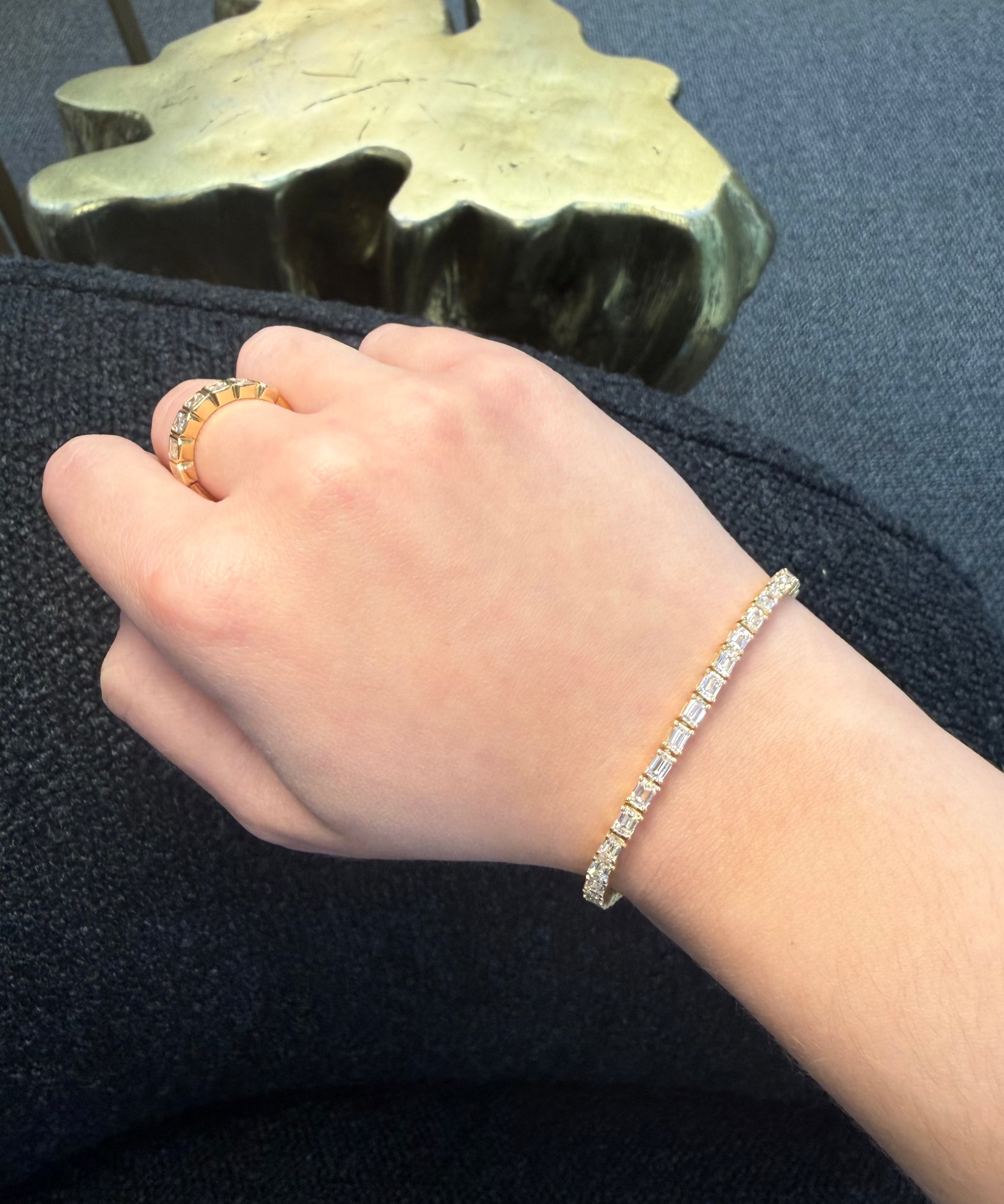 7.00ct Diamond 18K Gold Emerald Cut Tennis Bracelet