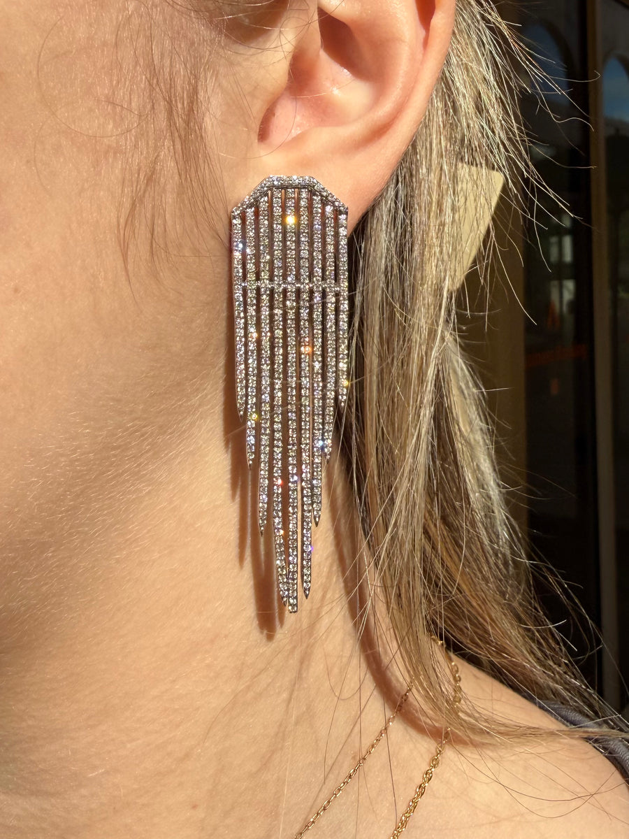 4.71ct Diamond 14K Gold Statement Cascade Earrings