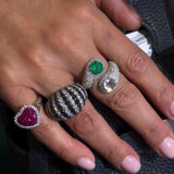 8.70ct Diamond 18K Gold Striped Dome Ring