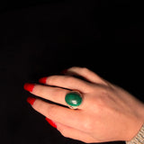 1.00ct Diamond Malachite 18K Gold Cocktail Ring