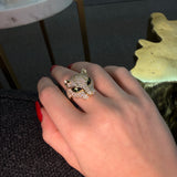 2.21ct Diamond Tsavorite 14K Gold Pave Panther Ring