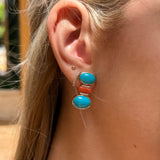 17.90ct Turquoise Coral 18K Gold Drop Earrings