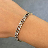 3.50ct Diamond 18K Gold Pave Cuban Chain Bracelet