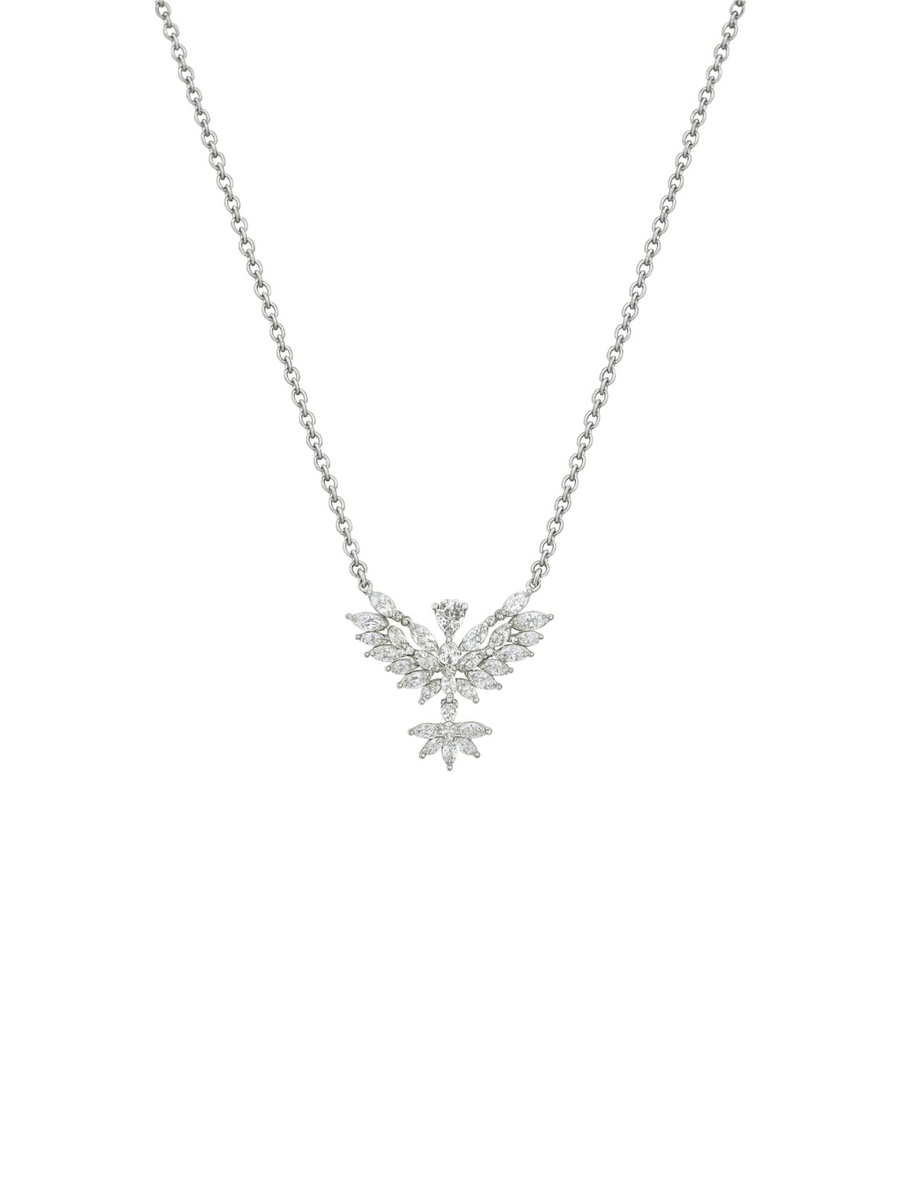 1.00ct Diamond 18K Gold Holy Spirit Cluster Pendant Chain Necklace