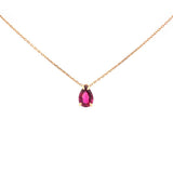 1.20ct Garnet 18K Gold Solitaire Pear Pendant Chain