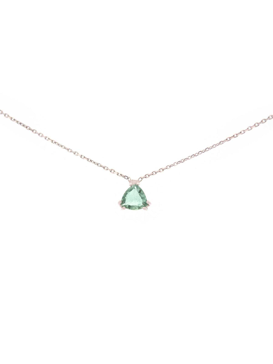 Green Amethyst 18K Gold Solitaire Pendant Chain Necklace