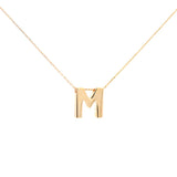 14K Gold Letter M Initial Pendant Necklace