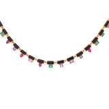 24.16ct Onyx Multi Gems 14K Gold Link Necklace