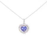 1.16ct Diamond Tanzanite 14K Gold Heart Pendant Necklace