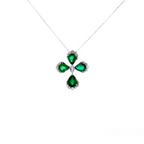 4.65ct Diamond Emerald 18K Gold Statement Cross Chain Necklace