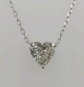GIA 1.01ct Diamond 18K Gold Solitaire Heart Cut Necklace