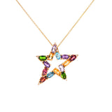 9.55ct Diamond Multi Gems 14K Gold Star Pendant Necklace