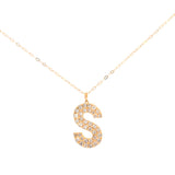 0.85ct Diamond 18K Gold Letter Pendant Chain Necklace