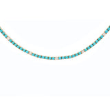 9.95ct Turquoise Diamond K Gold Tennis Necklace