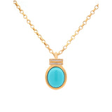 Turquoise Pendant 14K Gold Chain Necklace
