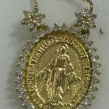 0.50ct Diamond 18K Gold Our Lady of Maria Concebida Pendant Necklace
