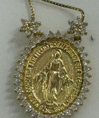 0.50ct Diamond 18K Gold Our Lady of Maria Concebida Pendant Necklace