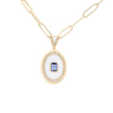 1.5ct Diamond Sapphire 18K Gold Paper Clip Link Chain Necklace