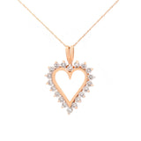 1.00ct Diamond 14K Gold Heart Dangle Drop Necklace