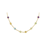 9.05ct Multi Gemstone 14K Gold Stationed Necklace