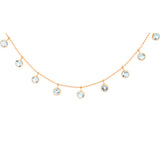 2.70ct Blue Topaz 14K Gold Station Bead Necklace