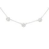 1.00ct Diamond 18K Gold Flower Cluster Stationed Necklace